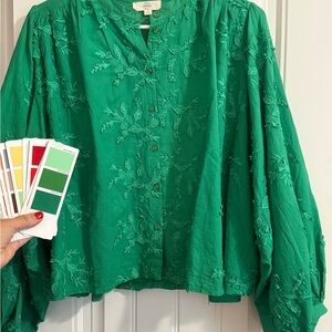 Entro Green Embroidered Blouse